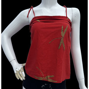 90s Red Dragonfly Tie Strap Tank Top